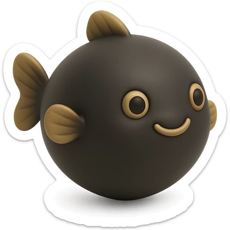 a round, puffy balloon fish called Steve, with a friendly face sticker