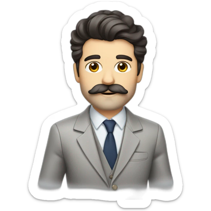 dark-haired French real estate agent with a big beard and mustache who dresses classy sticker