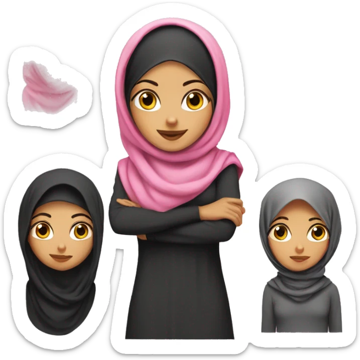 An Egyptian girl with a legitimate hijab  and the hijab is pink  sticker