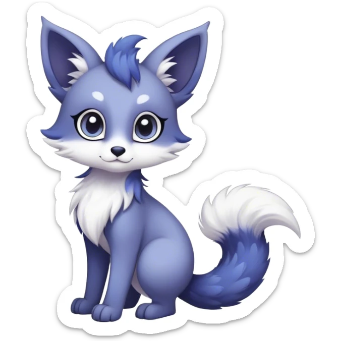 Kawaii dark fantasy ethereal anthro fursona Fakemon with tufted tail  sticker