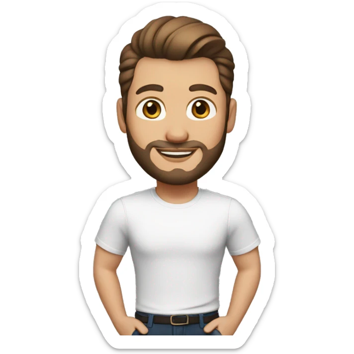 memoji white male 30 years old with dark brown long hair in a bun sticker