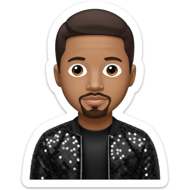  Stevie J, Record Producer with dark brown hair, black sequin outfit sticker