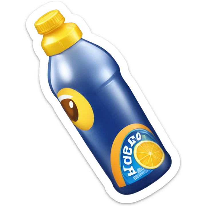i need you to generate a emoji of one orangina little yellow plastic bottle sticker