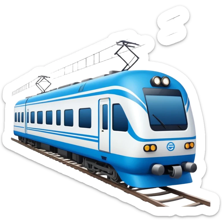 Qinghai-Tibet Railway train, simplified cute emoji style, cartoon modern Chinese train, bold colors sticker