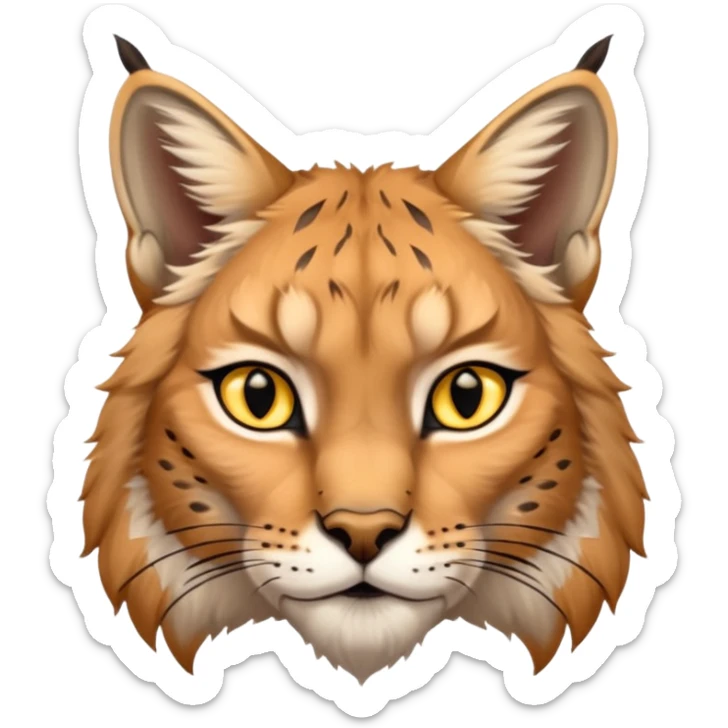 A high-resolution photo-realistic digital illustration of a majestic lynx, chest upward A high-resolution, photo-realistic digital illustration of a majestic young Eurasian lynx, shown from the shoulder upwards with markings sticker