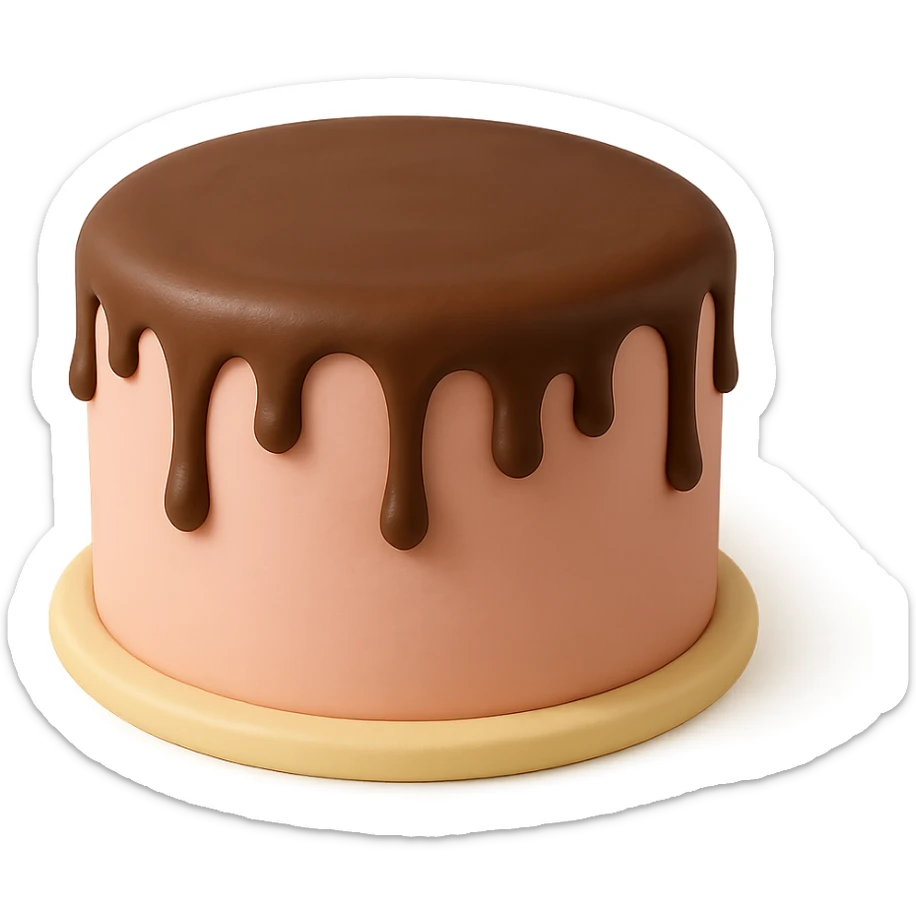 round fondant cake with chocolate drizzle sticker