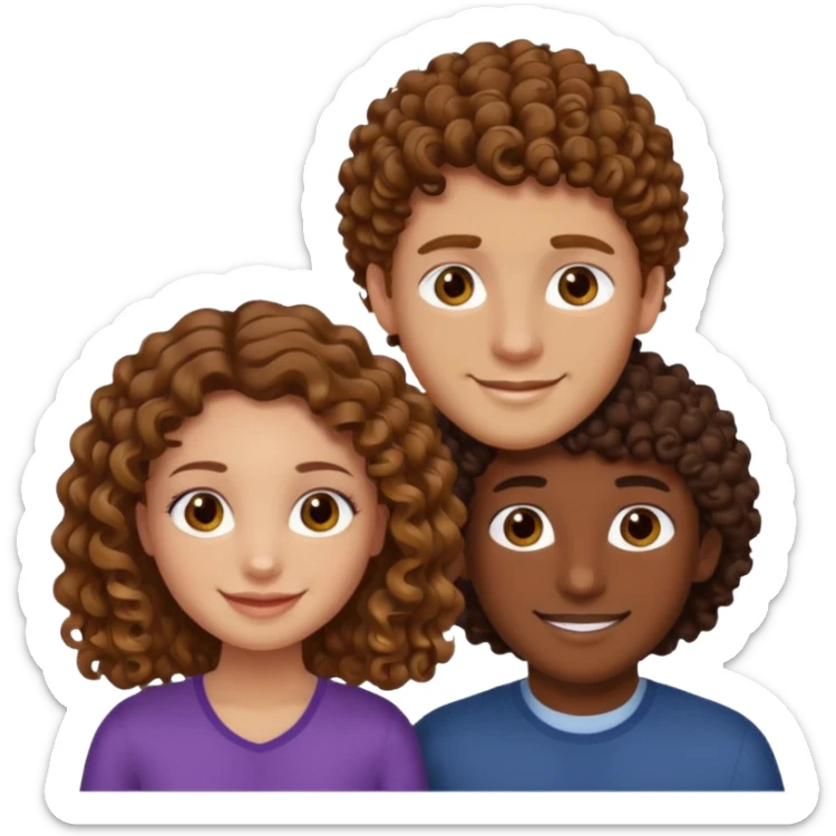 Açık kumral saçlı ela gözlü beyaz tenli erkek ve saçları koyu kahverengi ,kıvırcık saçlı kız yan yana gülümsüyor sticker