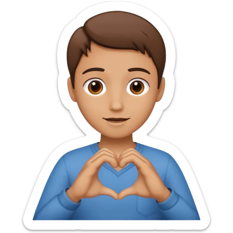 Corazón uniendo los dedos corazon y pulgar entre dos manos, cómo si se estuviera haciendo pisrola sticker