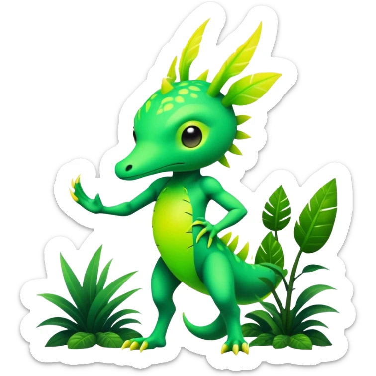 Tropical futuristic lush neon Fionbri-Vernid-creature (full body) sticker