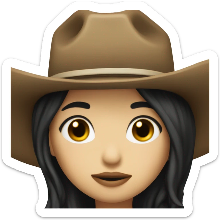 Cowgirl with black hair and pale skin kiss sticker