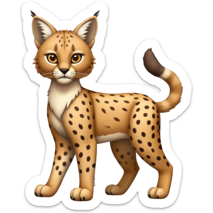 Cute cool bobcat-lynx-cheetah-caracal-animal-hybrid-Fakemon full body sticker
