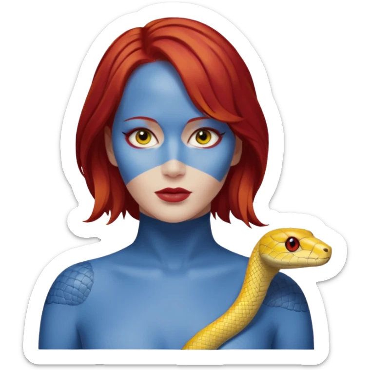 x-men mystique red hair yellow snake eye looks like jennifer lawrence sticker