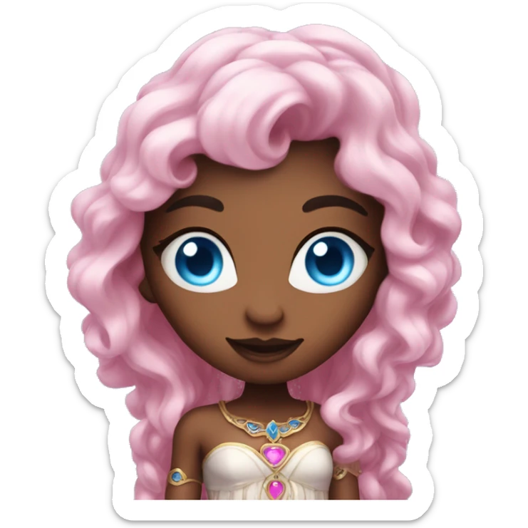 loving magical diva with pink andromedan skin long hair and blue eyes glowing third eye sticker
