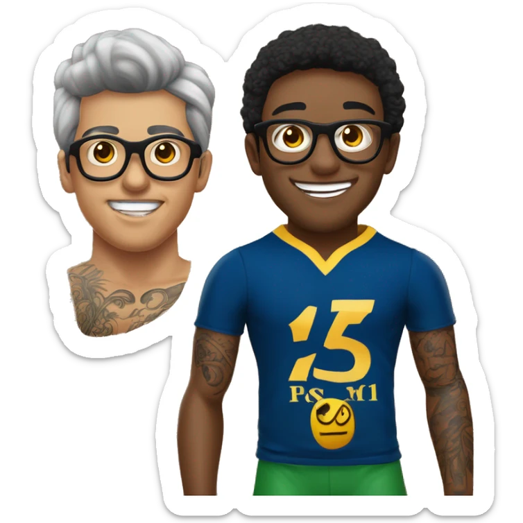 faça um rapaz de 17 anos moreno, pele parda, bigodinho fininho, com tatuagem de aranha no pescoço usando oculos juliete e fumando sticker