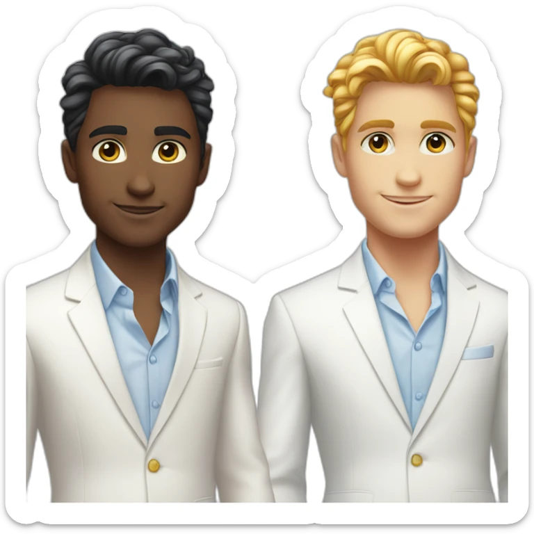 Posh-boy-with-white-suit-and-blue-eyes-and-rainbow-unicorn-hair sticker