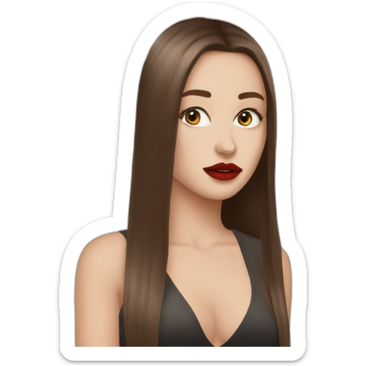 Laura red lipstick straight hair siren eyes two moles white girl sticker