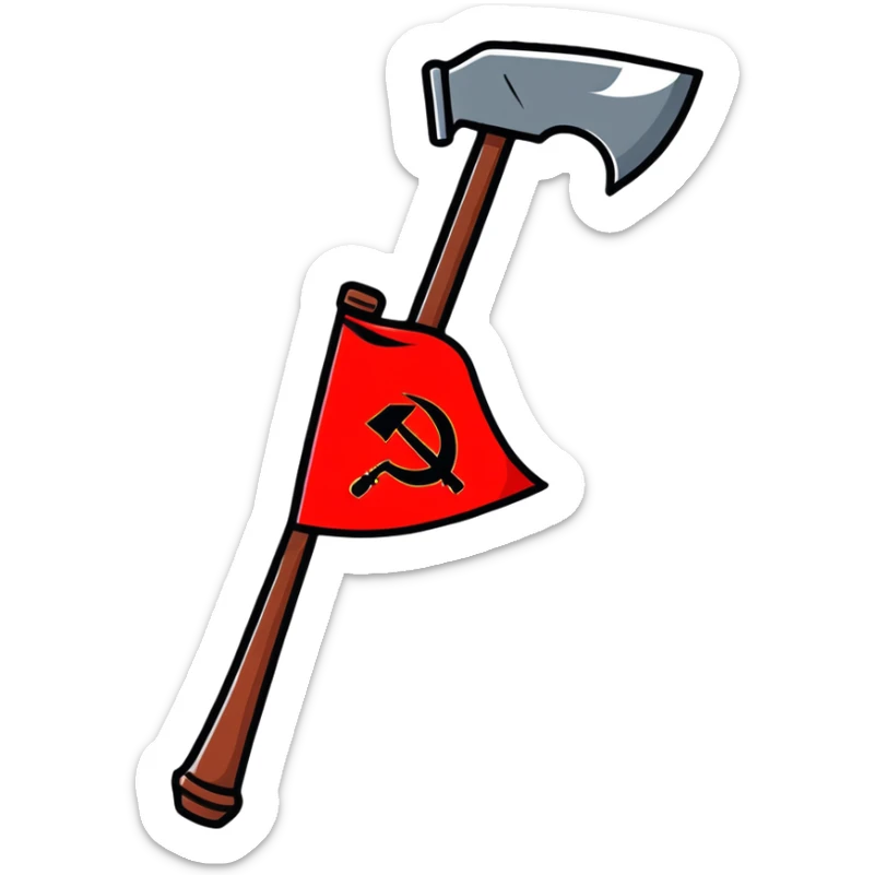 Revolutionary red banner with hammer and sickle symbol from 1918 Russian Civil War sticker