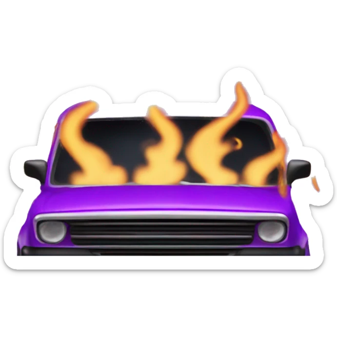 A lot Purple Flammes in the background and and car in the middle sticker