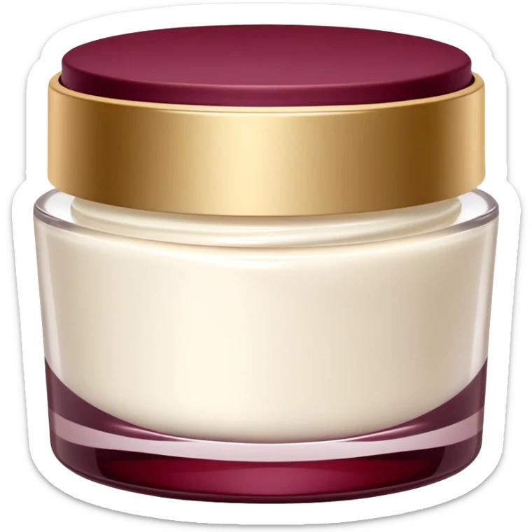 Elegant looking facial cream in a burgundy container that’s open and revealing the cream in a perfect shape (1 item) sticker