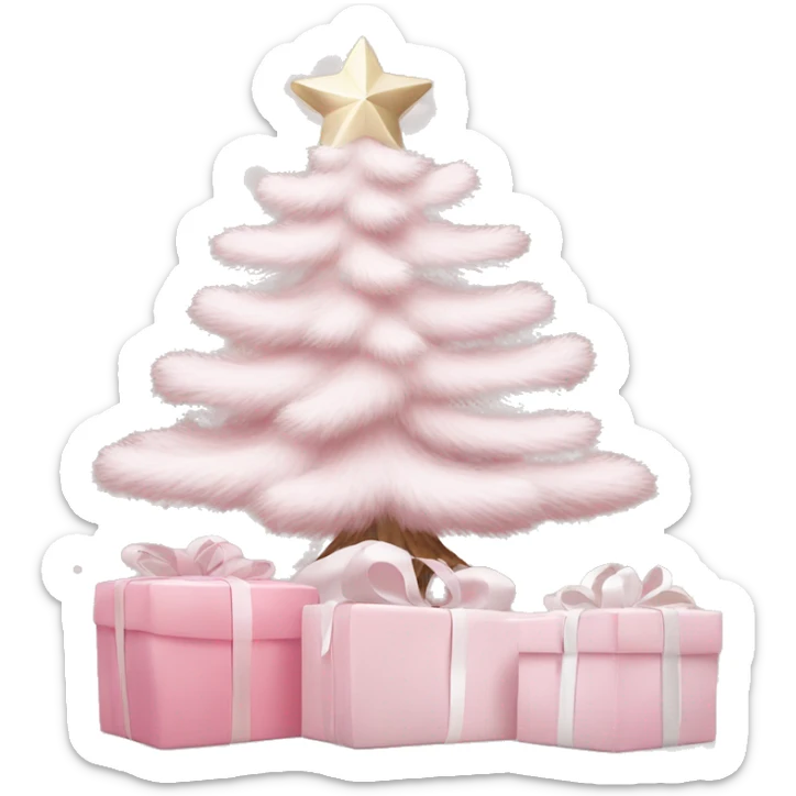 Light pink Christmas gifts under a white Christmas tree  sticker
