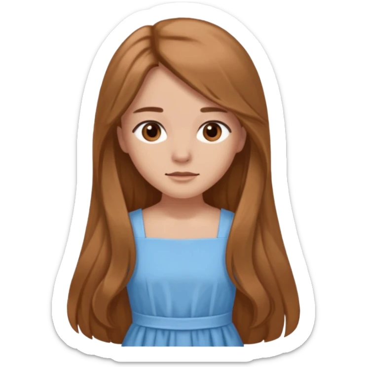 GloomyKassie light brown long hair, brown eyes, light blue dress sticker