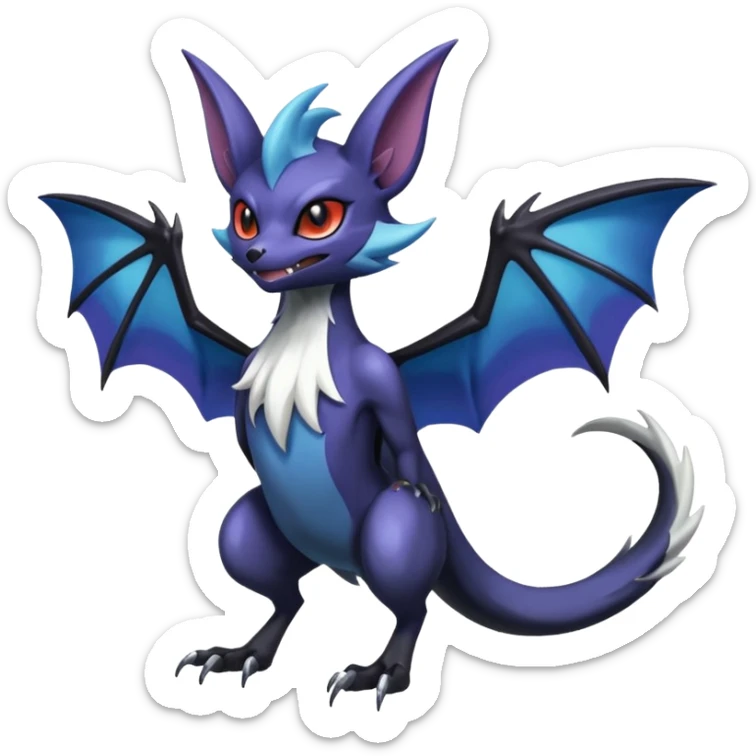Shiny Noibat-Noivern-Mightyena-Silvally-Fakémon-hybrid-creature (full body)  sticker