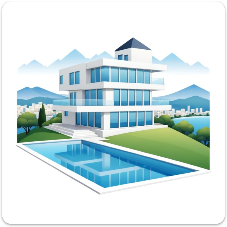modern house on the hill, with a pool ON THE HILL WITH VIEW AT THE CITY sticker