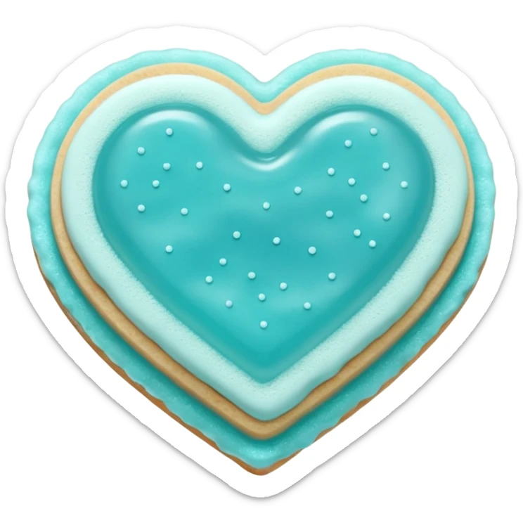 Realistic shortbread cookie in the shape of a heart with Tiffany blue color jelly middle filling and sprinkled powder sugar on top. sticker