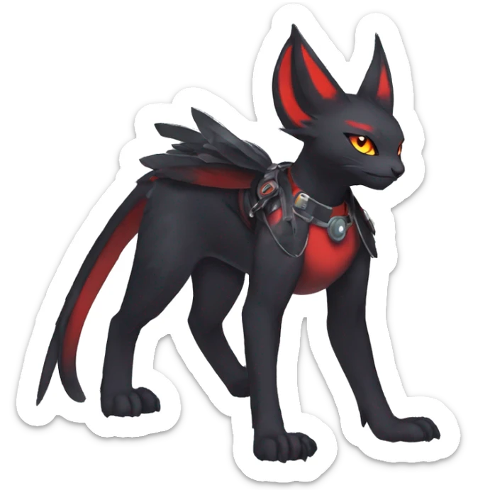 cool anthro edgy black red ethereal fantasy nargacuga-noivern-cat-Fakemon collar harness full body sticker