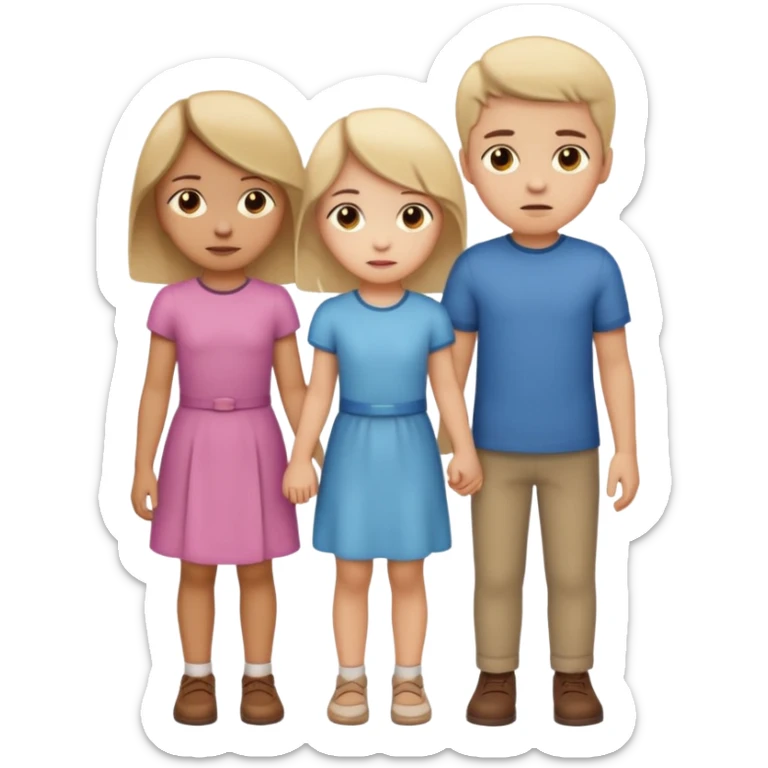 Apple iOS emoji style.
A couple holding hands, boy and girl.
The girl shows a slightly uneasy, hiding expression.
A second boy appears faintly behind her, slightly blurred or partially cropped, implying secrecy.
Clean emoji proportions, soft highlights, neutral background removed.
 sticker