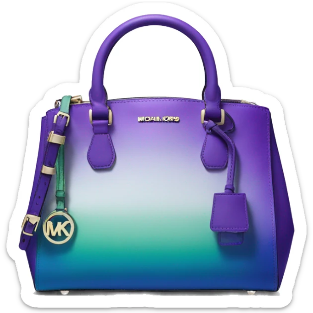 Realistic purple blue green ombre Michael kors satchel purse.  sticker