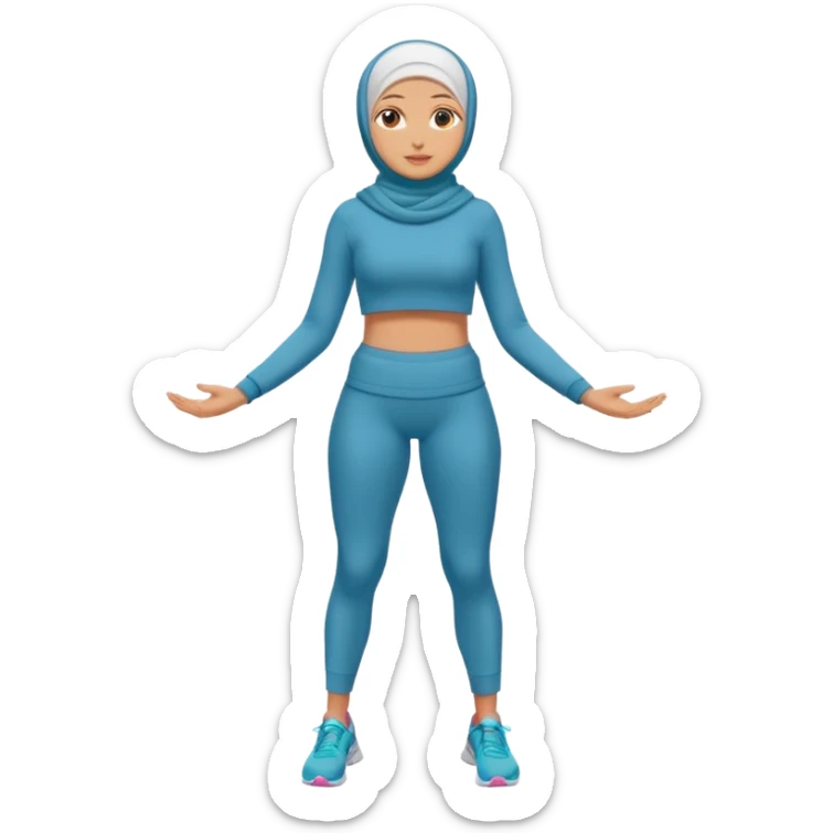 High resolution full body of a girl wearing a hijab and is a fitness trainer sticker
