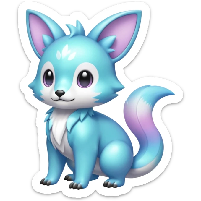 Cute cool pastel shiny colorful animal hybrid Fakemon full body sticker