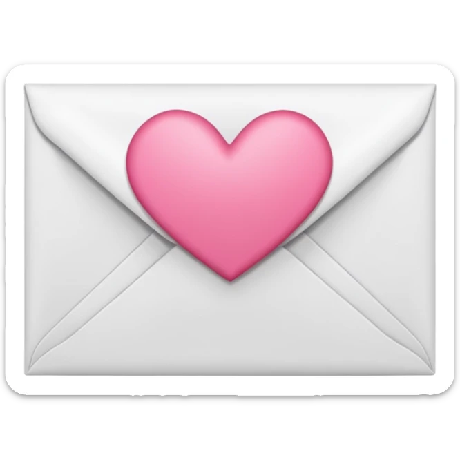 A close-up photograph of a simple white paper envelope sealed with a small, pink heart, natural lighting sticker