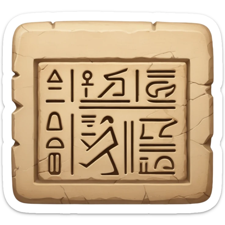 An emoji of an ancient Egyptian stone tablet with hieroglyphics carved on it.

 sticker
