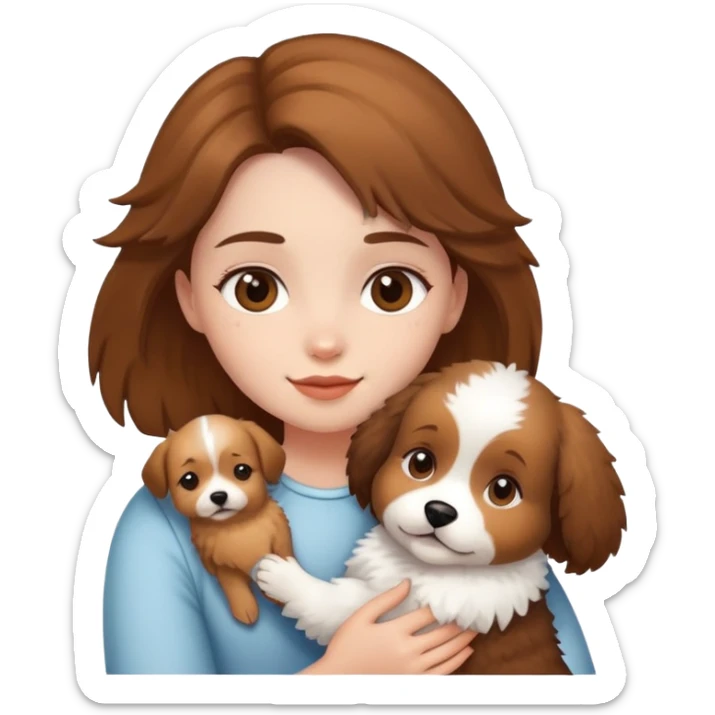 Girl holding a dog sticker