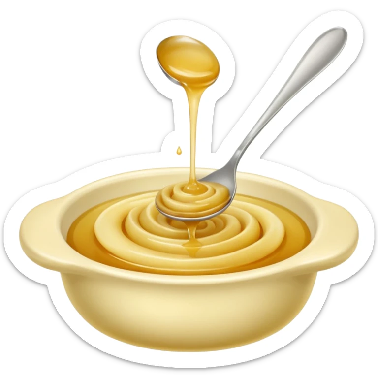 spoonful or swirl of apple compote, pale golden color, smooth and soft puréed texture, subtle shine, slightly domed with ripples, no extras, apple emoji style, soft lighting, transparent background, emoji scale sticker