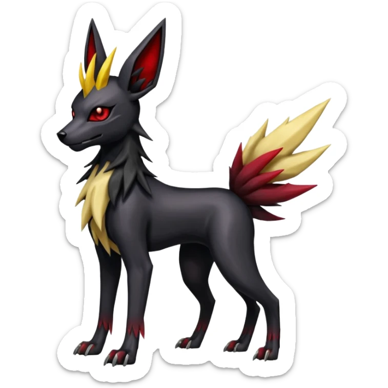 Skeletal Skinny Shiny Iridescent Dark Gloomy Edgy Gothic Cool Badass Jolteon-Houndoom-Manectric-fusion sticker