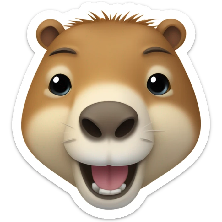 set of emoji with kapibara in diferent moods: happy, serious, sad sticker