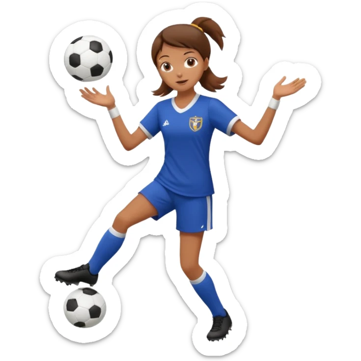 Can you make a girl with brown hair that is wearing a soccer uniform that is juggling a soccer ball sticker