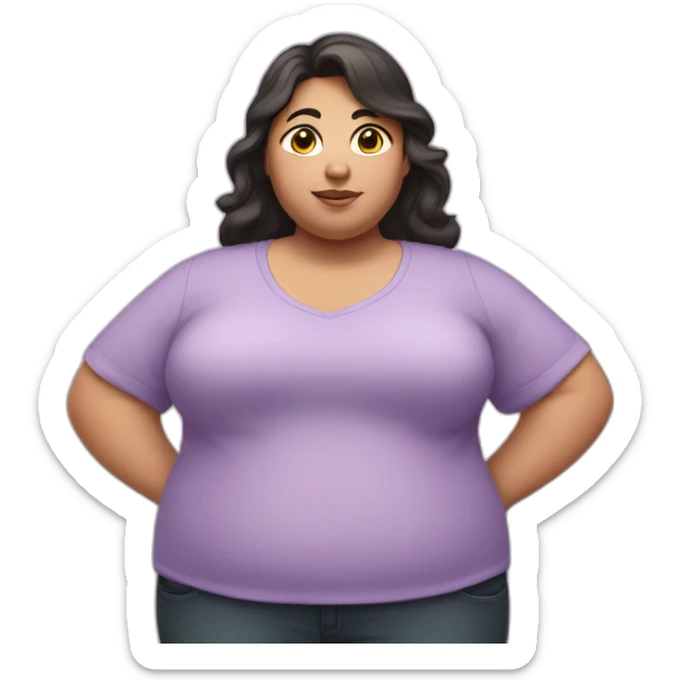 fat girl with dark hair teacher in a lilac shirt sticker