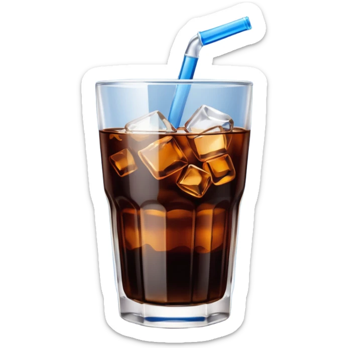 simplistic emoji of a glass of Pepsi with ice, minimal details, bold colors, no text sticker
