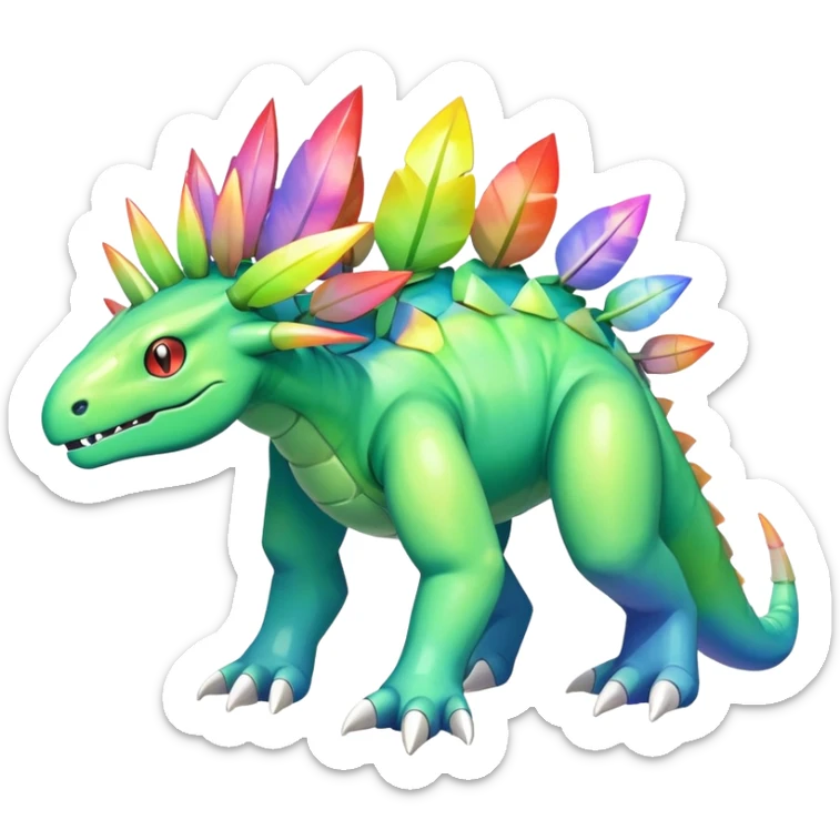 Shiny Colorful Iridescent Meganium-Amaura-fakemon (full body) sticker