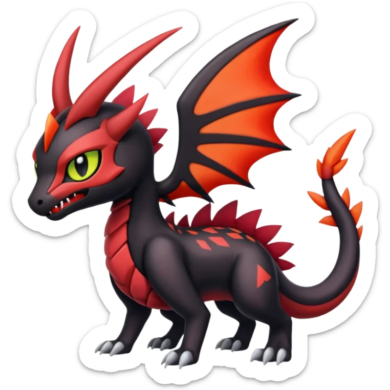 Colorful Cool Badass  Meloetta-Litten-Noivern-Salandit-Guilmon-Darkrai-Pokémon-Fakémon-fusion-hybrid-creature sticker