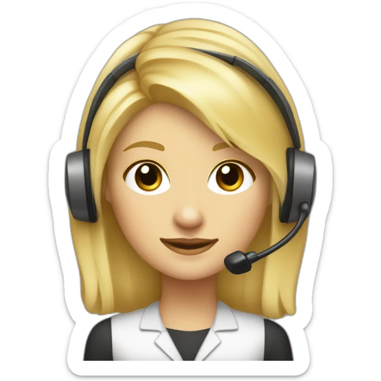 secretaire blonde avec un casque téléphone coupe de cheveux au carré sticker