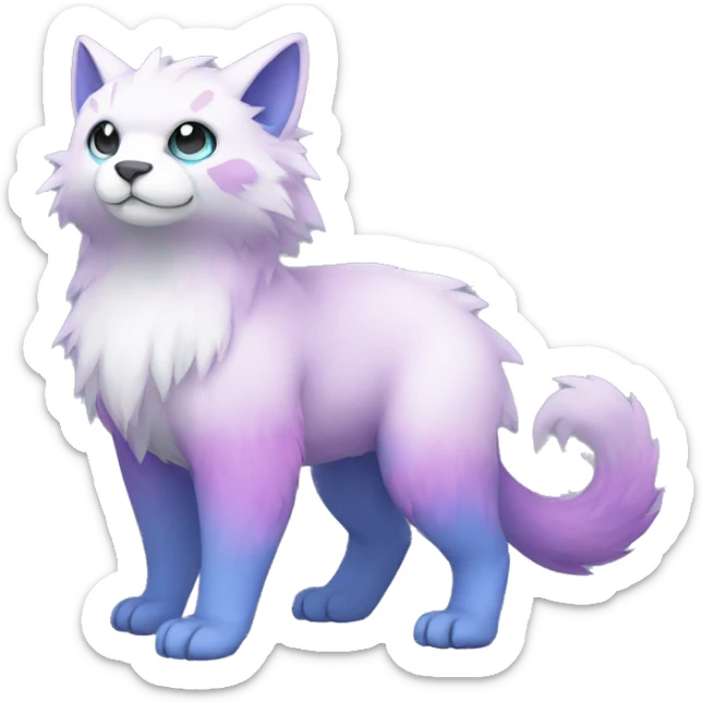 Cute cool white blue purple pink animal hybrid Fakemon full body sticker