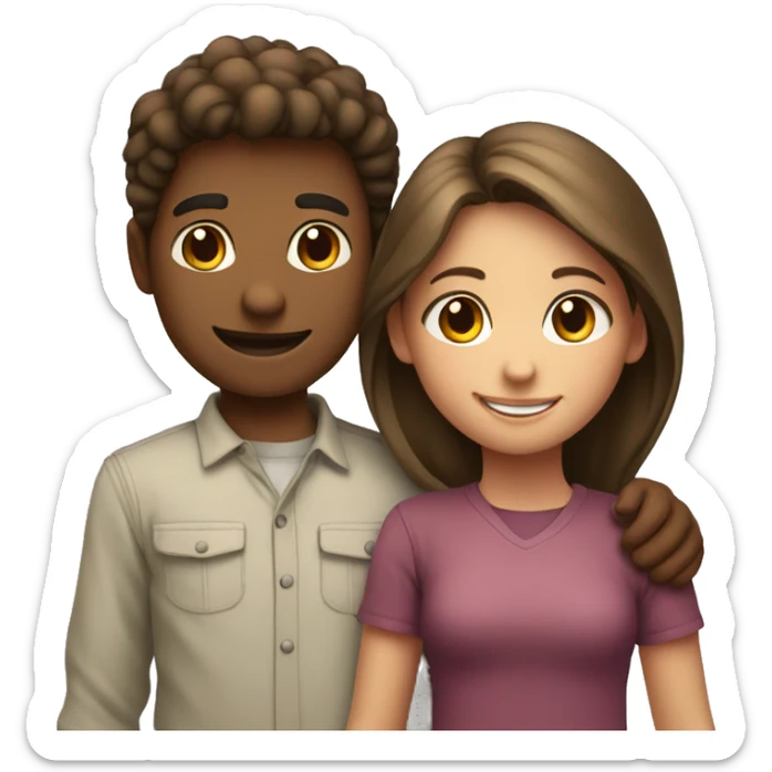 An emoji of a brother and sister standing side by side, smiling warmly to represent their close sibling bond sticker