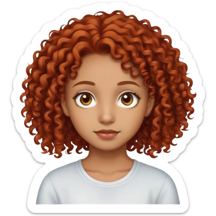 Umq garota de 17 anos, parda clara, olhos castanhos, cabelo cacheado vermelho red sticker