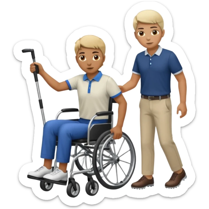 a golfer knocking someone off of their wheelchair sticker