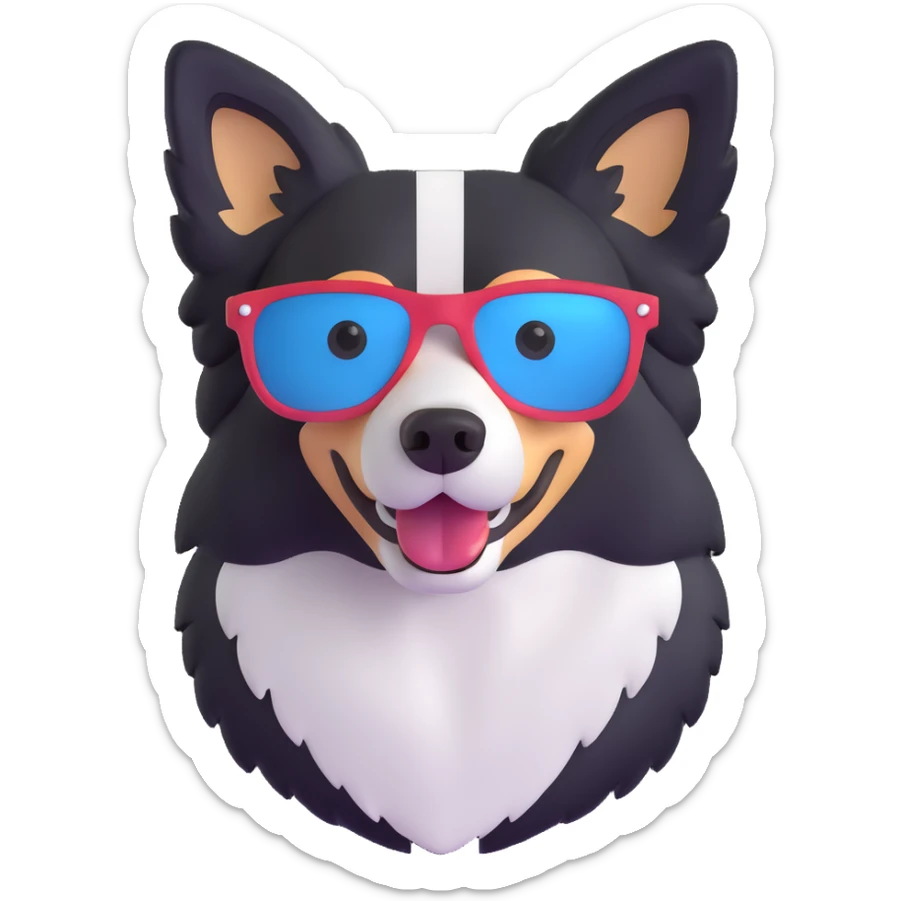 border collie wearing sunglasses sticker
